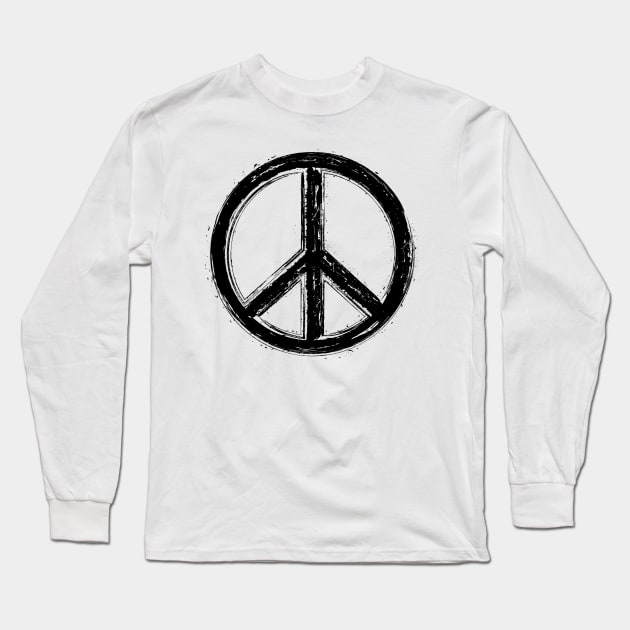 Grunge Peace Symbol Long Sleeve T-Shirt by Florin Tenica